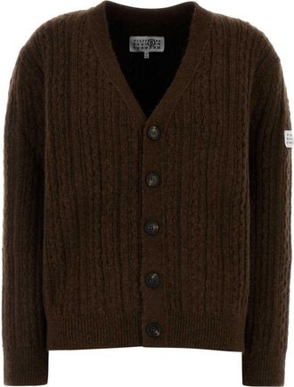 Maison Margiela Brown Stretch Wool Blend Cardigan