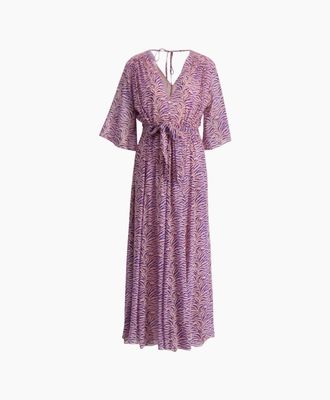 Forte_Forte Womens Heartbeat Print Cotton Silk Voile Cut Out Dress In Purple