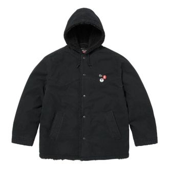 SUPREME FW25 x Number (N)ine Faux Shearling Hooded Coat Black FW25J49-BLACK