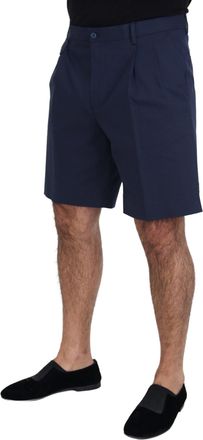 Dolce & Gabbana Mens Blue Chinos Cotton Stretch Casual Shorts Silk Elastane