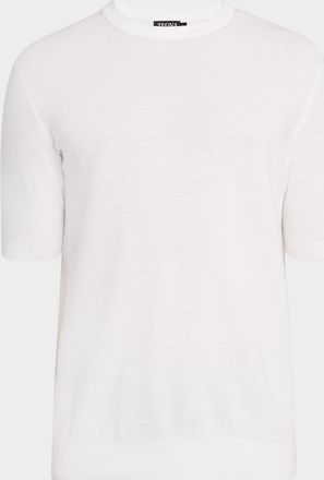 Ermenegildo Zegna Mens Cotton Honeycomb Short-Sleeve Crewneck Sweater