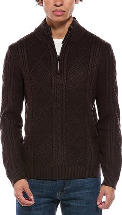 Jason Wu Quarter Zip Diamond Cable Knit Mock Neck Sweater