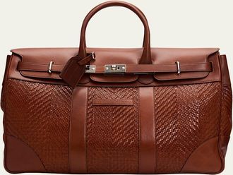Brunello Cucinelli Mens Braided Leather Duffel Bag