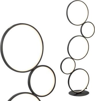 Jonathan Y Designs Pluto Stacked Circles 45 5-Light Contemporary Modern Iron/Aluminum Integrated LED Floor Lamp, Black at Nordstrom
