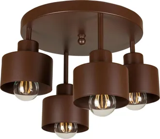 OEM L&aacute;mpara De Techo Marr&oacute;n, Metal Industrial, 4xe27, Iluminaci&oacute;n Led Moderna Para Sal&oacute;n, Cocina, Dormitorio, Habitaci&oacute;n Infantil, Loft