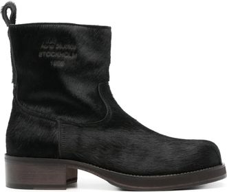 Acne Studios 40mm enkellaarzen van bont - Zwart