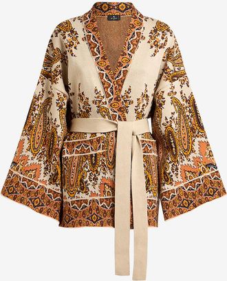 Etro Jacquard-Strick-Kimono mit Paisley-Motiv