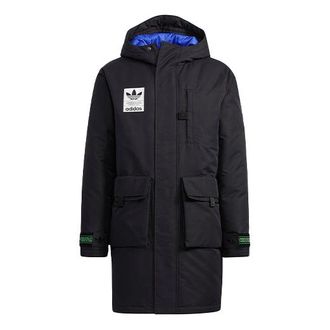 adidas Mens adidas originals 2 In 1 Sports Long Hooded With Down Feather Black Jacket H58062