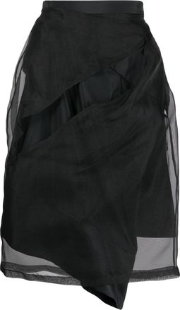 Undercover high-waisted asymmetric tulle skirt - women - Polyester - 2 - Black