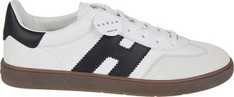 Hogan Low-Top Leather Sneakers with Amber Monogram Sole