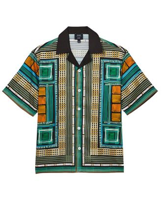 Reiss Sala Square Border Print Casual Shirt