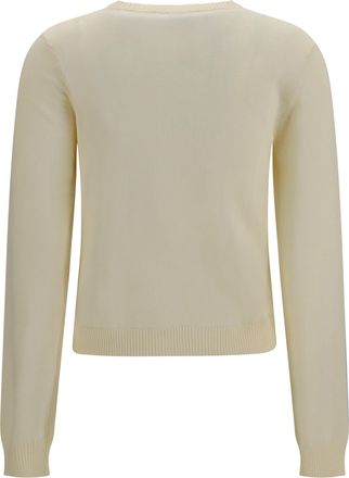 Ganni Womens Diamond-Pattern Cardigan Egret Cotton Sweater
