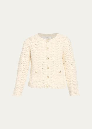 Frame Denim The Chevron Pointelle Knit Cardigan