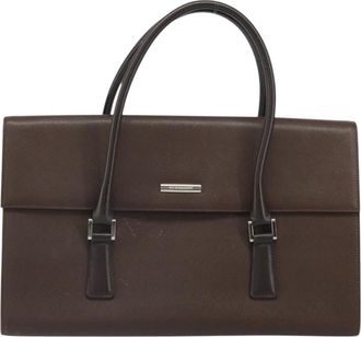 Burberry Vintage Handbag Leather Brown Leather Handbag (Pre-Owned)