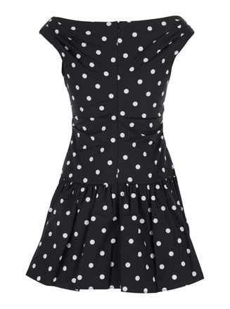 Self Portrait Polka-Dot Cotton Dress - Black