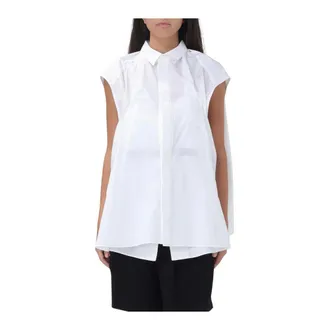 sacai Overhemden, Dames, Wit, L, Katoen, Witte Ruimvallende Overhemdblouse