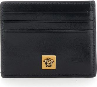 Versace Severine Leren Kaarthouder - Heren - Portefeuilles - Zwart - ONE Size - Leer - Accessoires