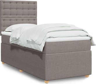 vidaXL Cama Box Spring Con Colch&oacute;n Tela Gris Taupe 90x190 Cm Vidaxl