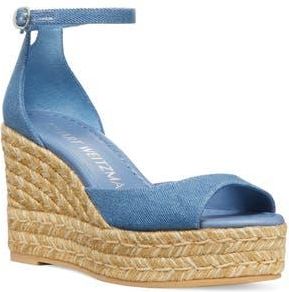 Stuart Weitzman Nudistia Espadrille Wedge Sandal in Washed Denim at Nordstrom Rack, Size 5.5