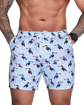 Mosmann Mens Board Shorts in Blue Toucan at Nordstrom, Size Medium Au