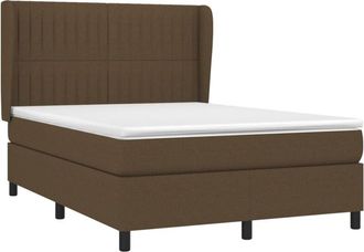 vidaXL Vidaxl - Cama Box Spring Con Colch&oacute;n Tela Marr&oacute;n Oscuro 140x200 Cm