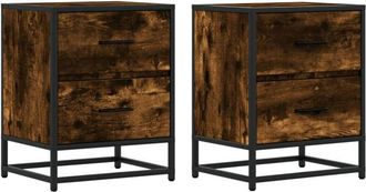 vidaXL Vidaxl - Bedside Cabinets 2 pcs Smoked Oak 40x31x50 cm Engineered Wood