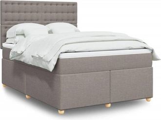 vidaXL Cama Box Spring Con Colch&oacute;n Tela Gris Taupe 140x190 Cm Vidaxl
