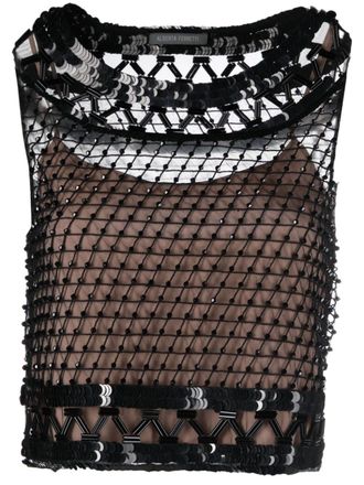 Alberta Ferretti Top smanicato corto - Nero