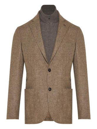 Corneliani button-up blazer - men - Virgin Wool/Cashmere - 52 - Brown