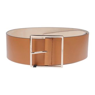 Max Mara Leren riem met vierkante gesp - Dames - Riemen - Bruin - M - Accessoires