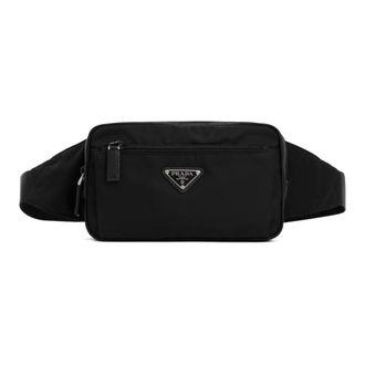Prada Tassen, Heren, Zwart, ONE Size, Nylon, Zwarte Re-Nylon en Saffiano Heuptas