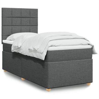 vidaXL Vidaxl - Cama Box Spring Con Colch&oacute;n Tela Gris Oscuro 90x200 Cm