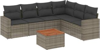 vidaXL Set De Sof&aacute;s De Jard&iacute;n 7 Piezas Con Cojines Rat&aacute;n Pe Gris Vidaxl