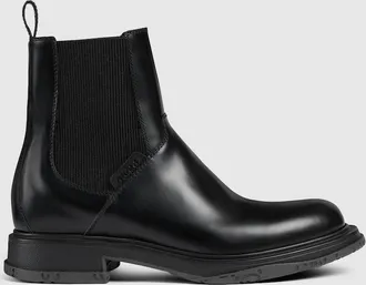 Gucci Mens Ankle Boot With Tonal Logo, Black, Leather
