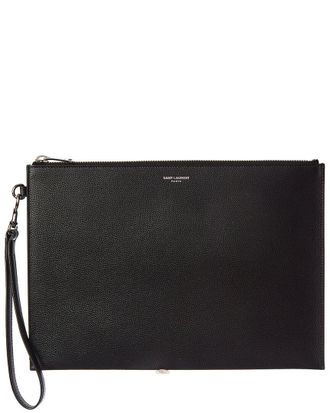 Saint Laurent Paris Zipped Leather Tablet Holder