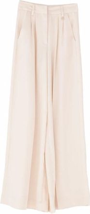 Fracomina Wijde broek - Dames - Wijde Broeken - Beige - XL - Polyester - Broeken