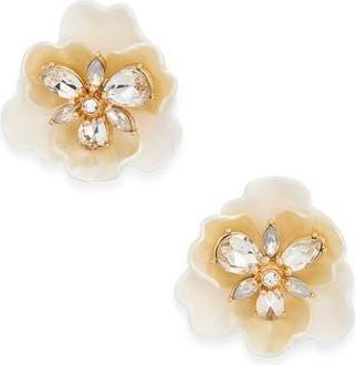Anne Klein Flower Stud Earrings in White at Nordstrom Rack