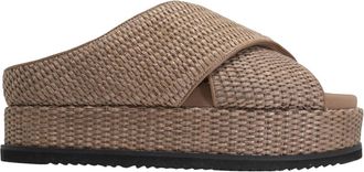 Roam Womens Cross Stack Raffia Platform Sandals In Natural