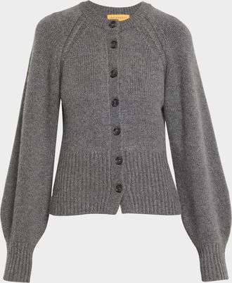 Guest In Residence Sculpted Crewneck Cashmere Cardigan