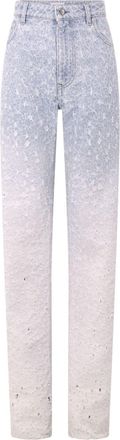 Paco Rabanne distressed ombré straight-leg jeans - women - Cotton - 28 - Blue