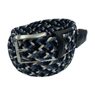 Paolo Vitale Accessoires, unisex, Blauw, 110 CM, Leer, Gevlochten Elastische Riem