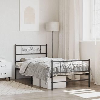 vidaXL Estructura Cama Sin Colch&oacute;n Con Estribo Metal Negro 80x200 Cm Vidaxl