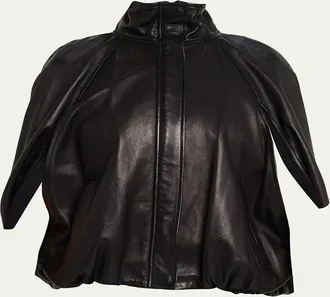 SIMKHAI Jada Nappa Leather Cape Jacket