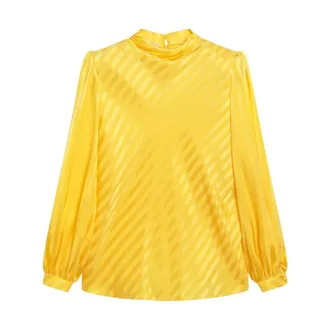 Valentino Garavani Overhemden, Dames, Geel, XS, Crepe de chine overhemd