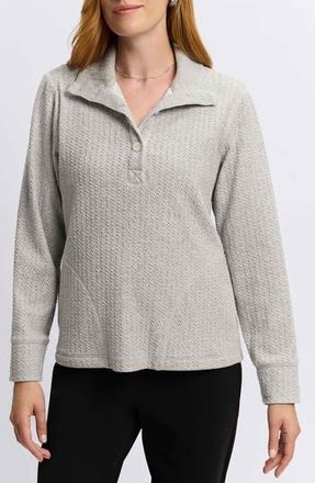 Foxcroft Sammy Cotton Blend Polo Top in Charcoal Heather at Nordstrom Rack, Size X-Large