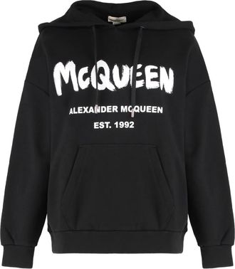 Alexander McQueen Logo Katoenen Hoodie - Dames - Hoodies - Zwart - XS - Katoen - Hoodies & sweatvesten