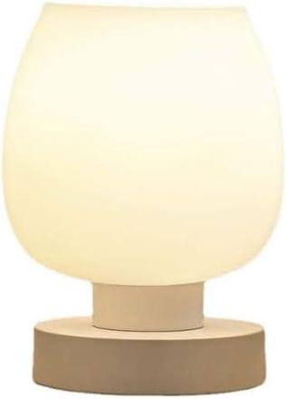 OEM Lampada Da Comodino - Piccola Lampada Touch, Dimmer A 3 Vie, Paralume In Vetro Opalino Bianco, Lampadina Led Calda Inclusa [classe Energetica A]