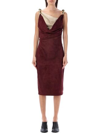 Bottega Veneta Maroon MIDI DRESS SUEDE