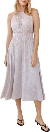 Bella Dahl Check Print Cutout Halter Midi Dress in Sunwashed Check at Nordstrom, Size X-Small