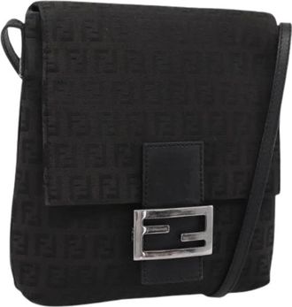 Fendi Pre-owned Vintage Zucchino Canvas Shoulder Bag - Dames - Vintage Schoudertas - Zwart - ONE Size - Leer - Vintage